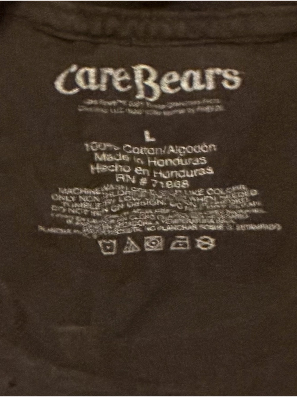 Care Bears Black T‑Shirt with Pink Bear and Rainbow Large - Picture 3 of 3